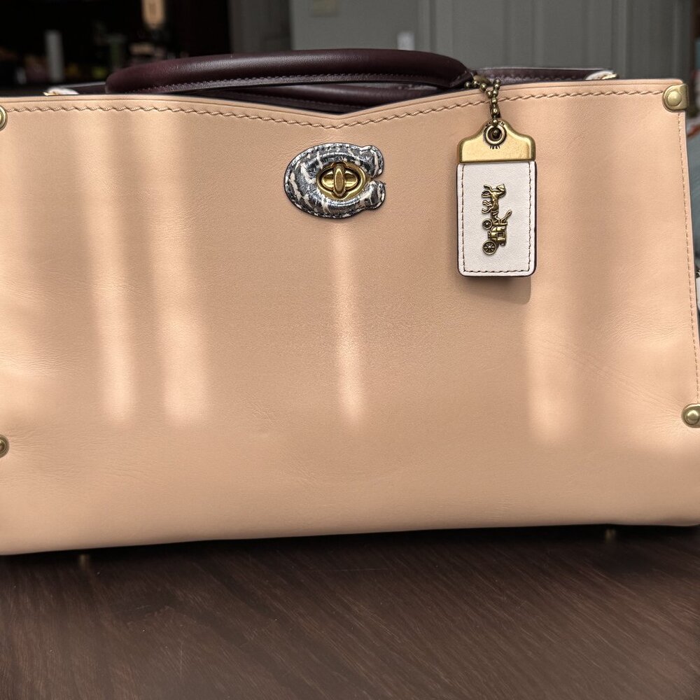 Coach Beige and Burgundy Satchel